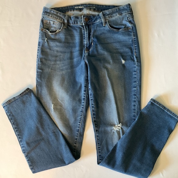 Old Navy Rockstar Mid Rise Distressed Jeans Size 10R - Picture 2 of 4